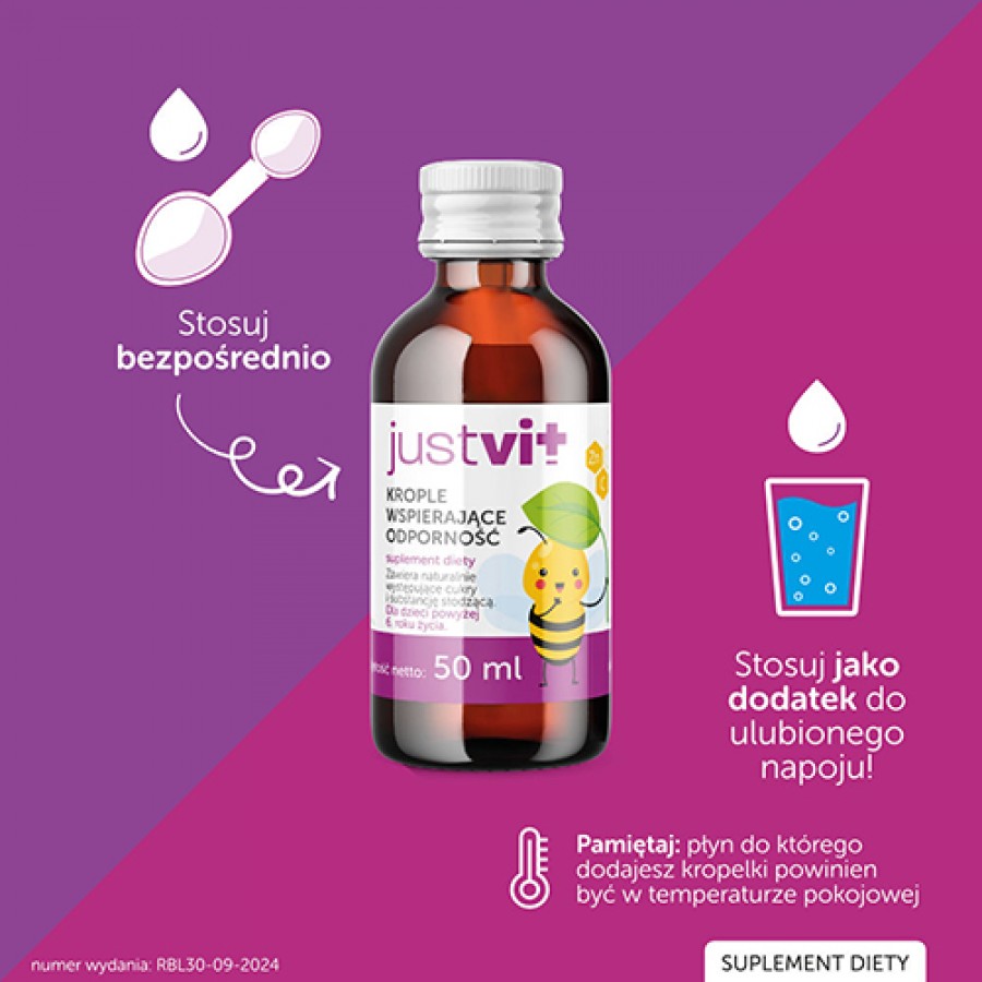 Zdjęcie produktu - 2 JUSTVIT krople wspierające odporność, 50ml