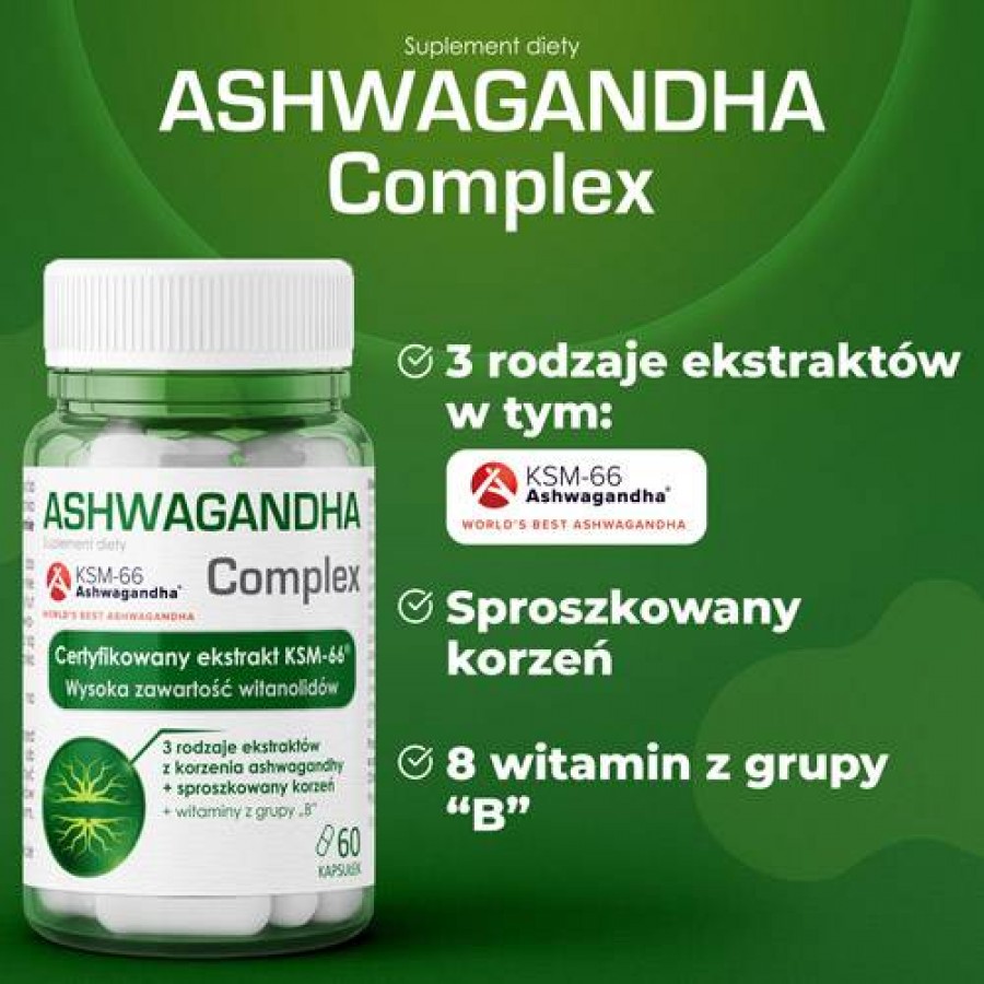Miniaturka artykułu - #1 DOMOWA APTECZKA Ashwagandha Complex, 60 kapsułek