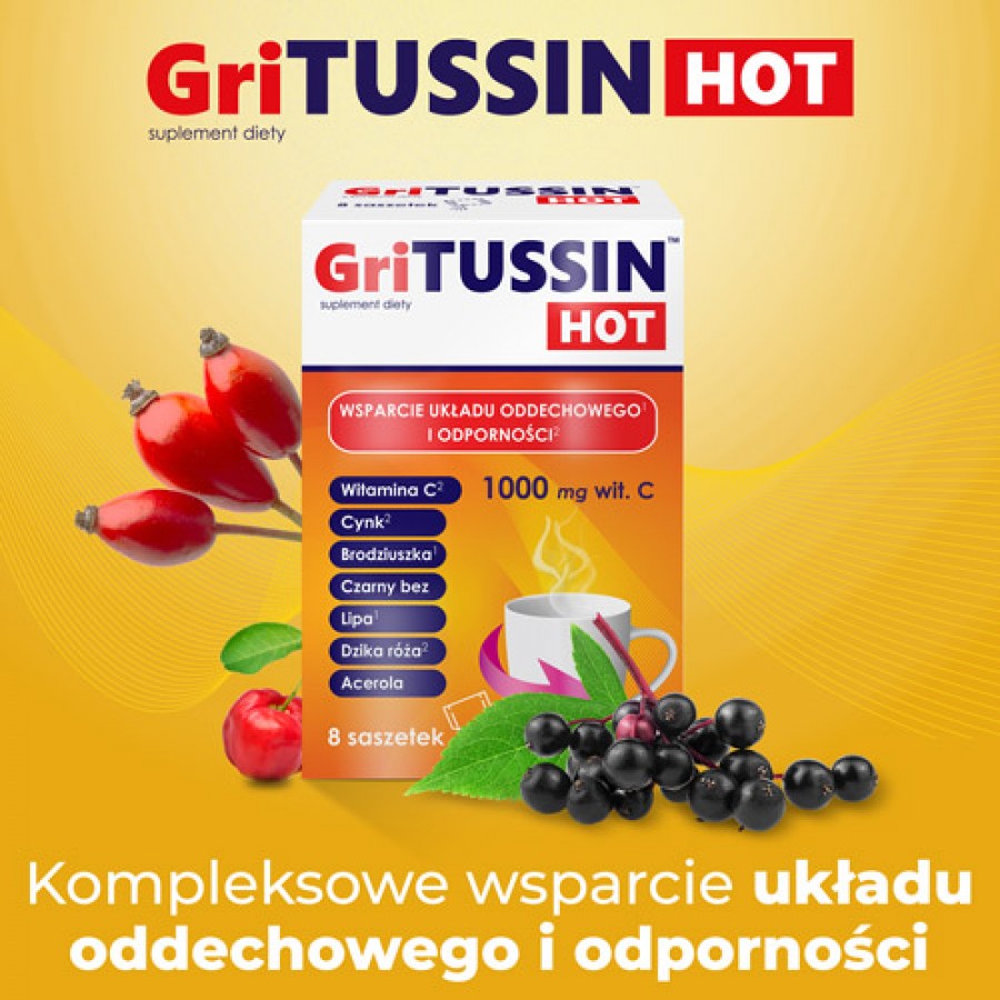 Miniaturka artykułu - #1 DOMOWA APTECZKA Gritusin Hot, 8 saszetek
