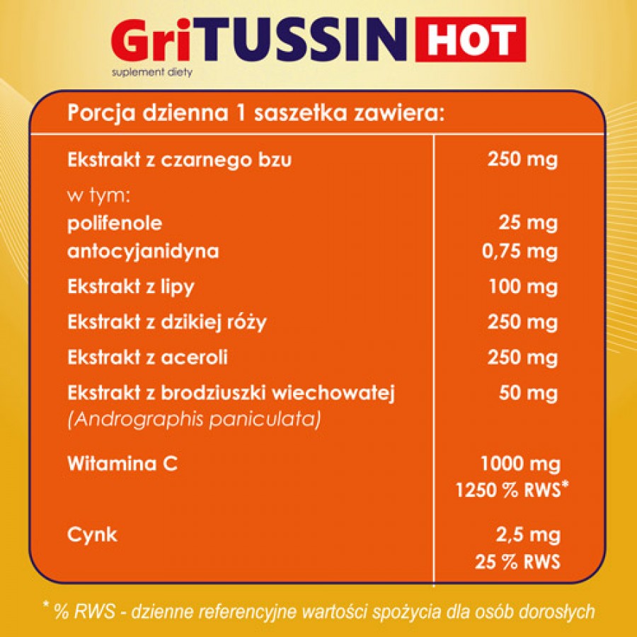 Zdjęcie produktu - 3 DOMOWA APTECZKA Gritusin Hot, 8 saszetek