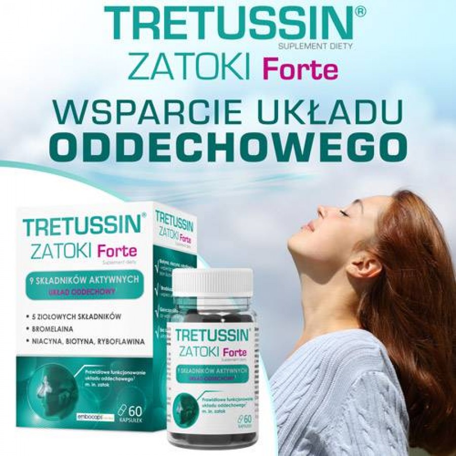 Miniaturka artykułu - #0 DOMOWA APTECZKA Tretussin Zatoki Forte, 60 kapsułek