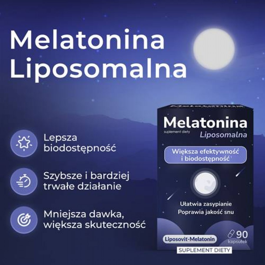 Miniaturka artykułu - #1 DOMOWA APTECZKA Melatonina Liposomalna, 90 kaps