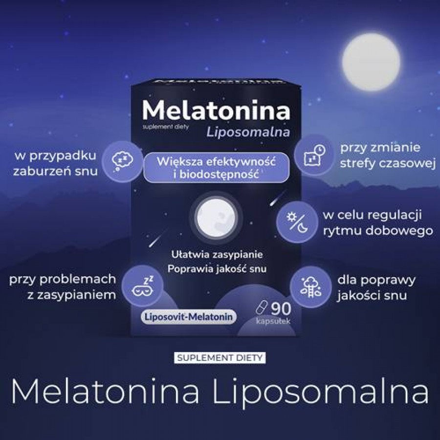 Zdjęcie produktu - 2 DOMOWA APTECZKA Melatonina Liposomalna, 90 kaps