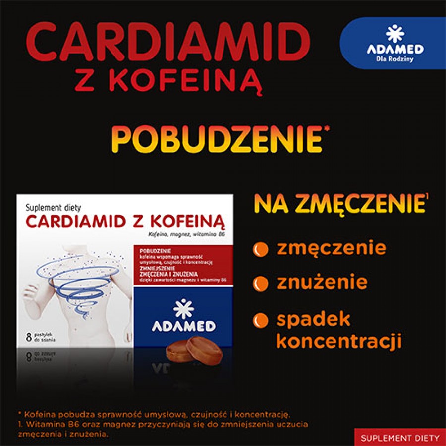 Miniaturka artykułu - #1 CARDIAMID z kofeiną o smaku CYTRUSOWYM - 8 pastylek