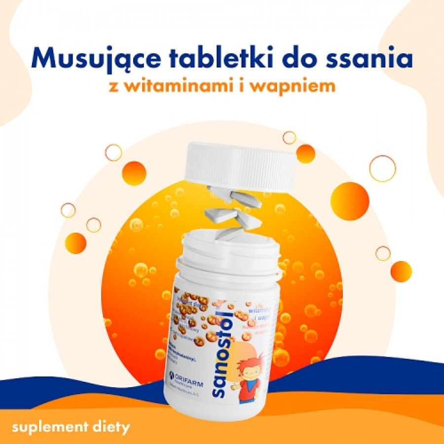 Zdjęcie produktu - 1 Sanostol Witaminy i wapń dla dzieci, 30 tabl. do ssania