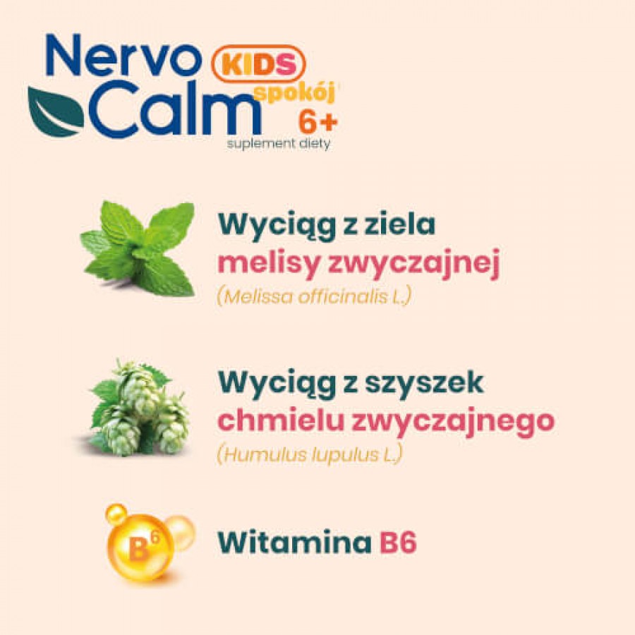Zdjęcie produktu - 2 NervoCalm Kids spok&oacute;j 6+, 30 żelek - suplement diety z melisą dla dzieci