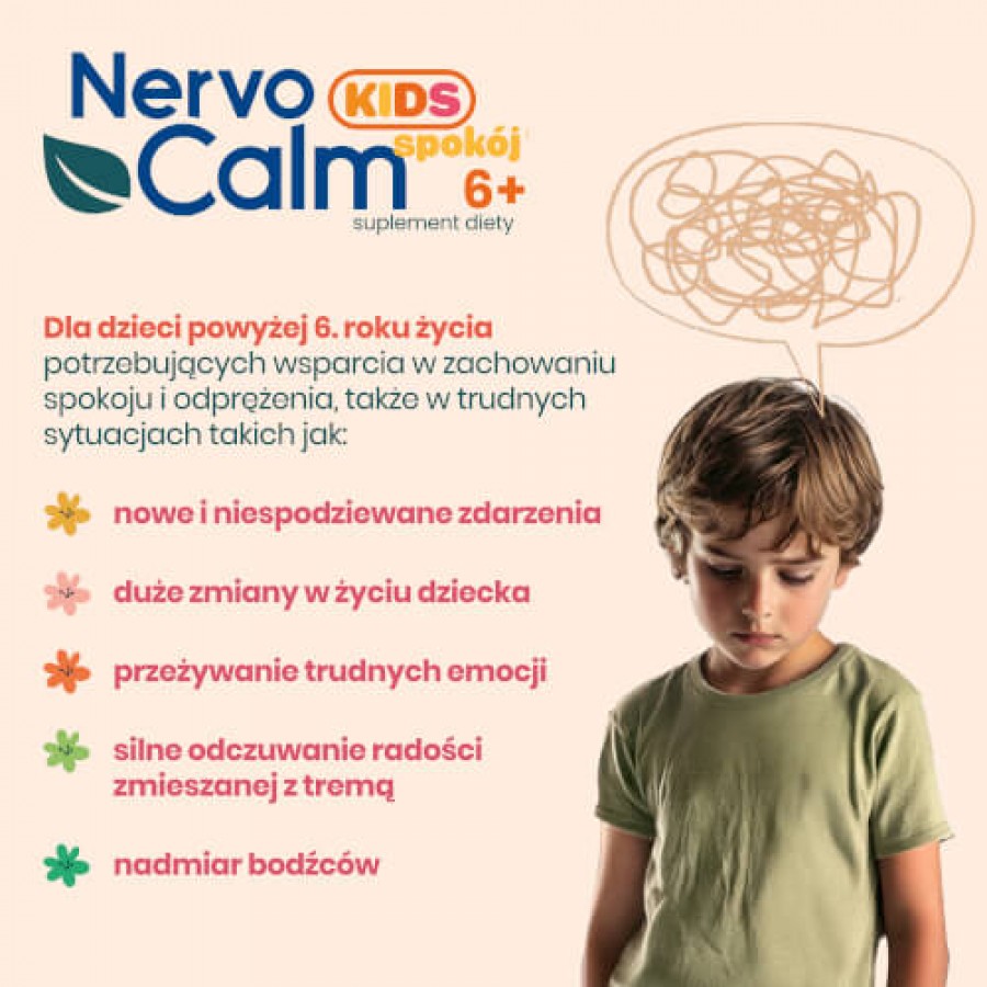 Zdjęcie produktu - 5 NervoCalm Kids spok&oacute;j 6+, 30 żelek - suplement diety z melisą dla dzieci
