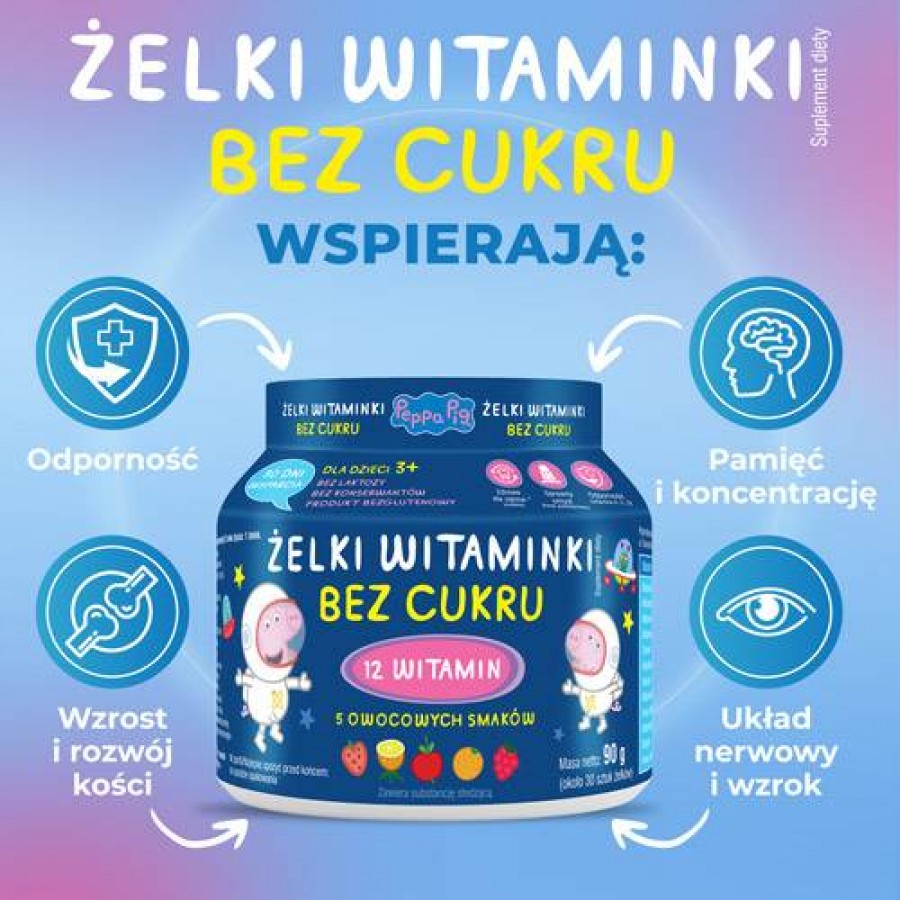 Miniaturka artykułu - #1 DOMOWA APTECZKA Żelki Witaminki bez cukru dla dzieci, 90g