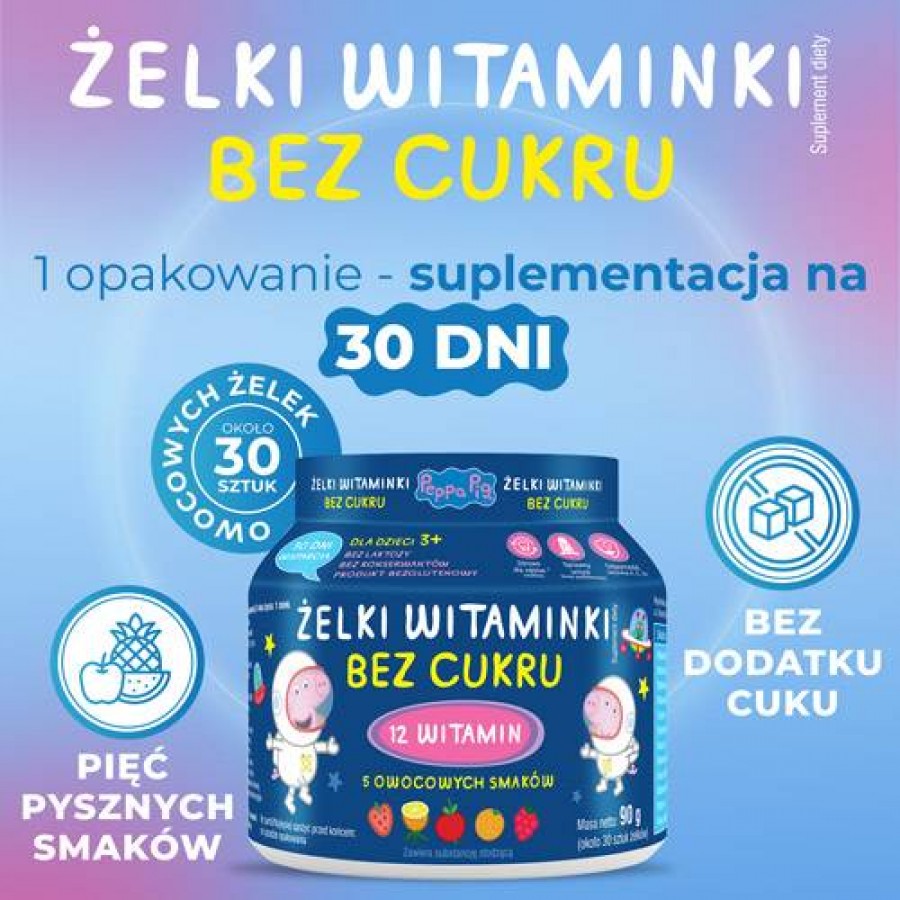Zdjęcie produktu - 3 DOMOWA APTECZKA Żelki Witaminki bez cukru dla dzieci, 90g