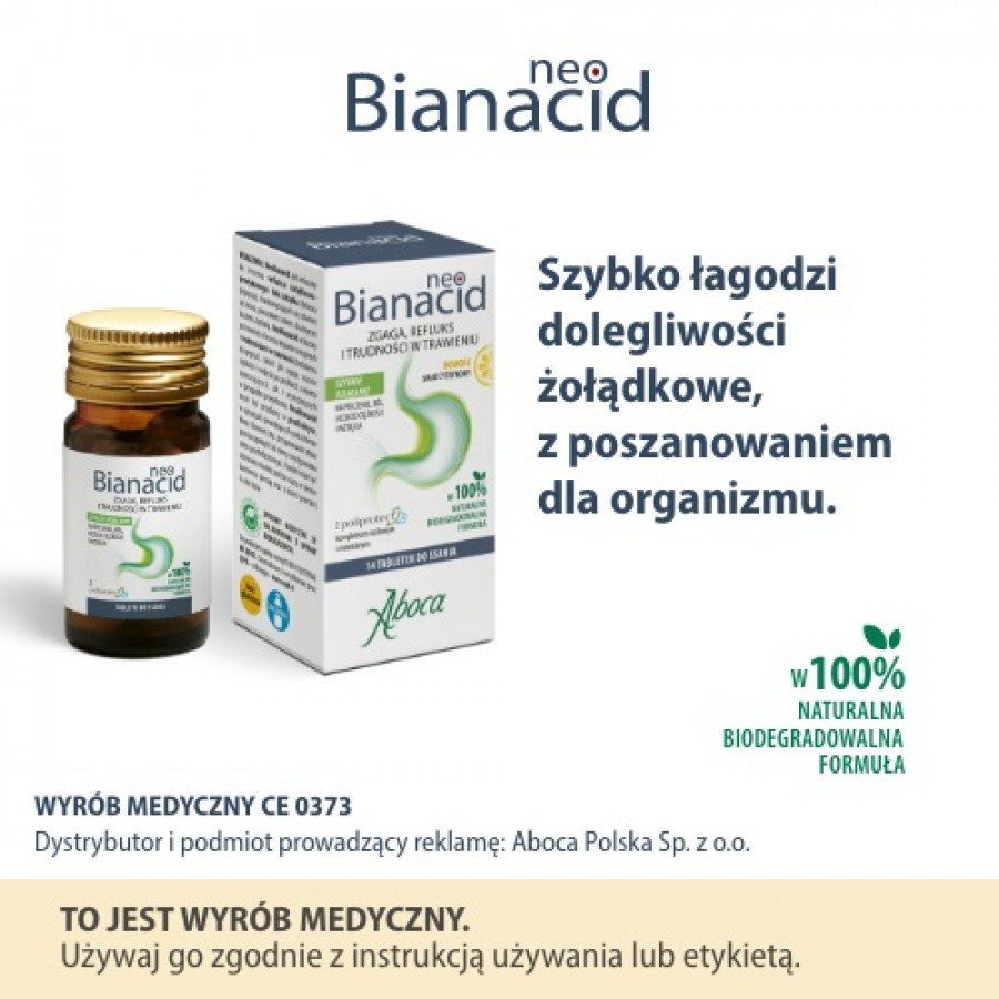 Miniaturka artykułu - #0 NeoBianacid Zgaga, Refluks I Trudności W Trawieniu Smak Cytrynowy, 14 tabl.