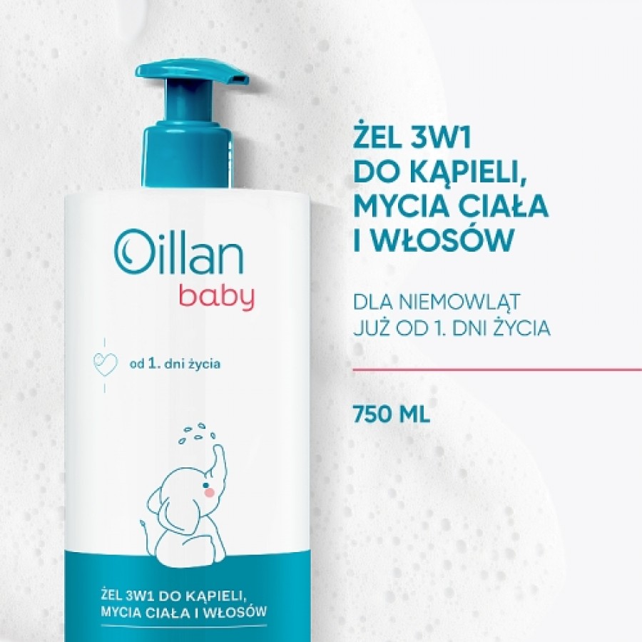 Miniaturka artykułu - #0 OILLAN Baby Żel 3w1 do kąpieli, mycia ciała i włos&oacute;w, 750ml