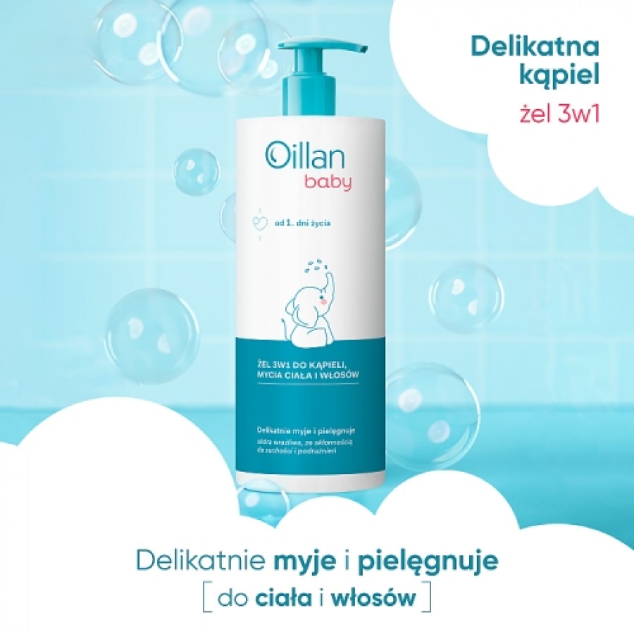 Miniaturka artykułu - #1 OILLAN Baby Żel 3w1 do kąpieli, mycia ciała i włos&oacute;w, 750ml