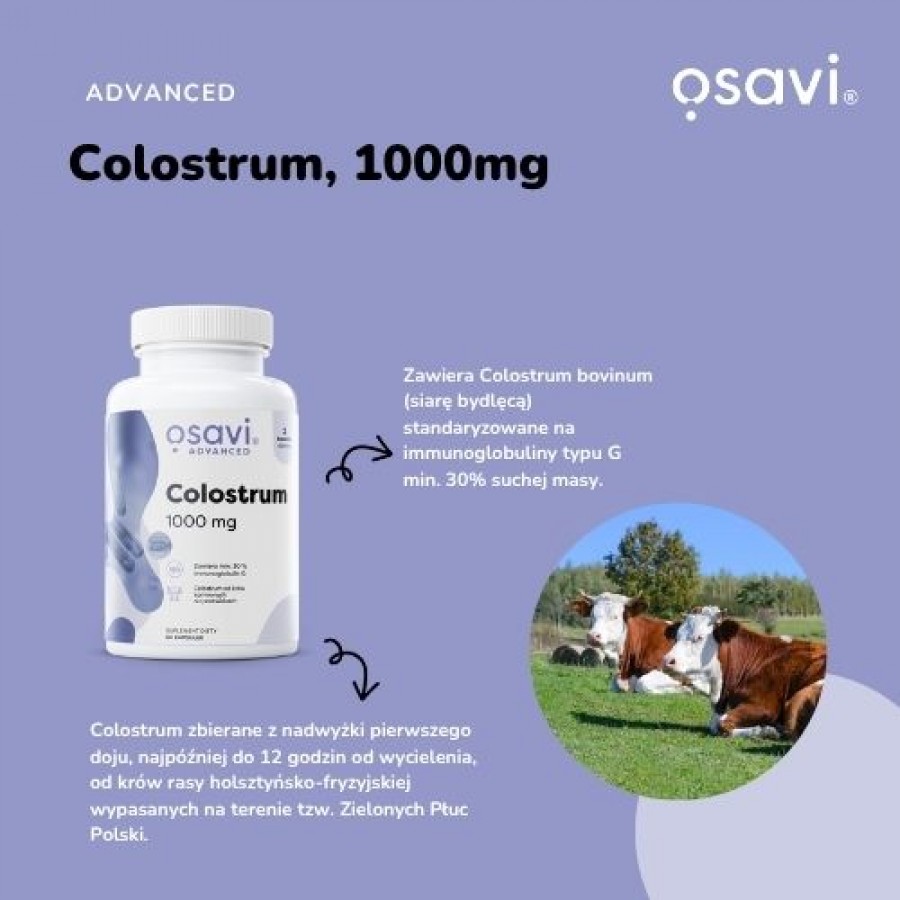Miniaturka artykułu - #1 OSAVI Colostrum 1000 mg, 60 kaps.