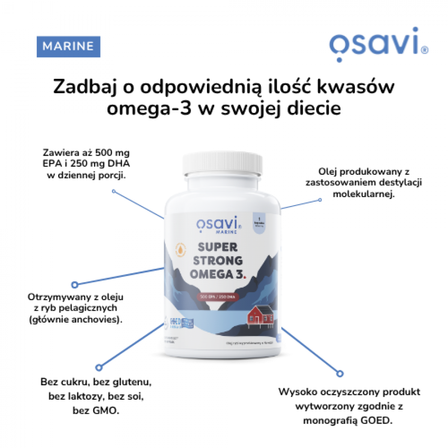 Miniaturka artykułu - #1 OSAVI Super Strong Omega-3, 120 kapsułek