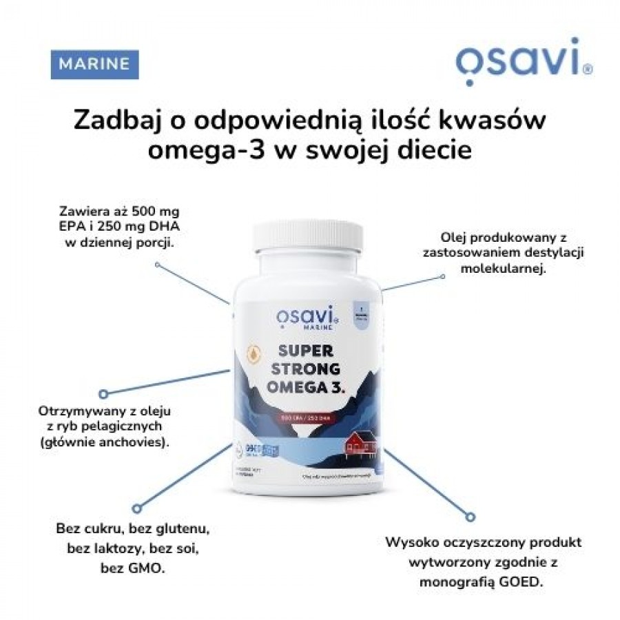 Miniaturka artykułu - #1 OSAVI Super Strong Omega 3, 90 kaps.