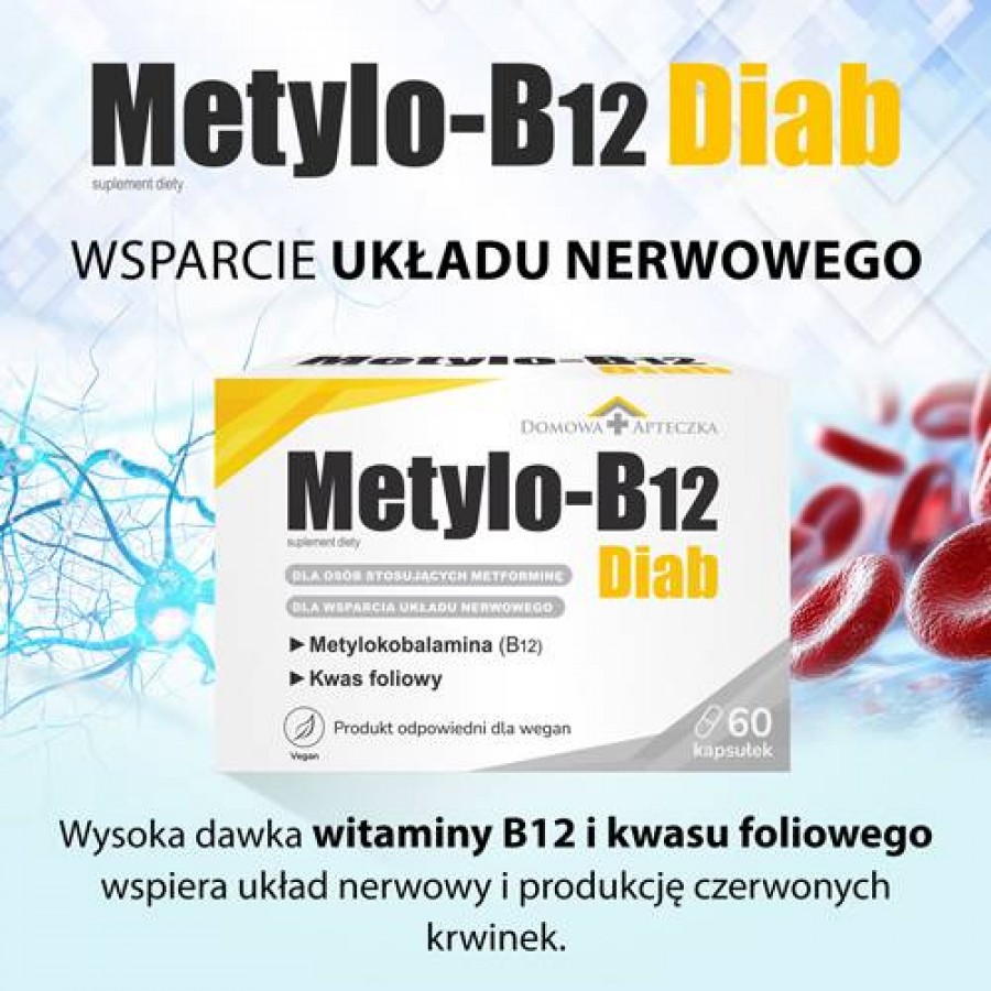 Miniaturka artykułu - #0 DOMOWA APTECZKA Metylo-B12 Diab, 60 kaps.
