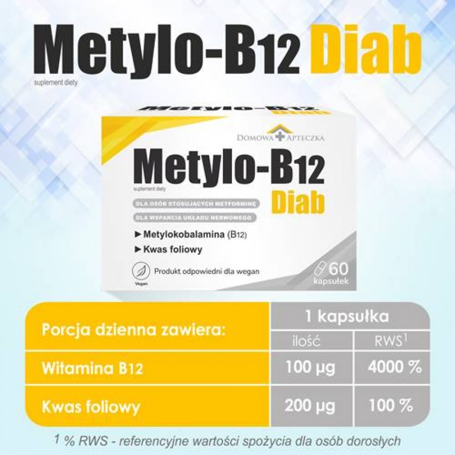 Zdjęcie produktu - 3 DOMOWA APTECZKA Metylo-B12 Diab, 60 kaps.
