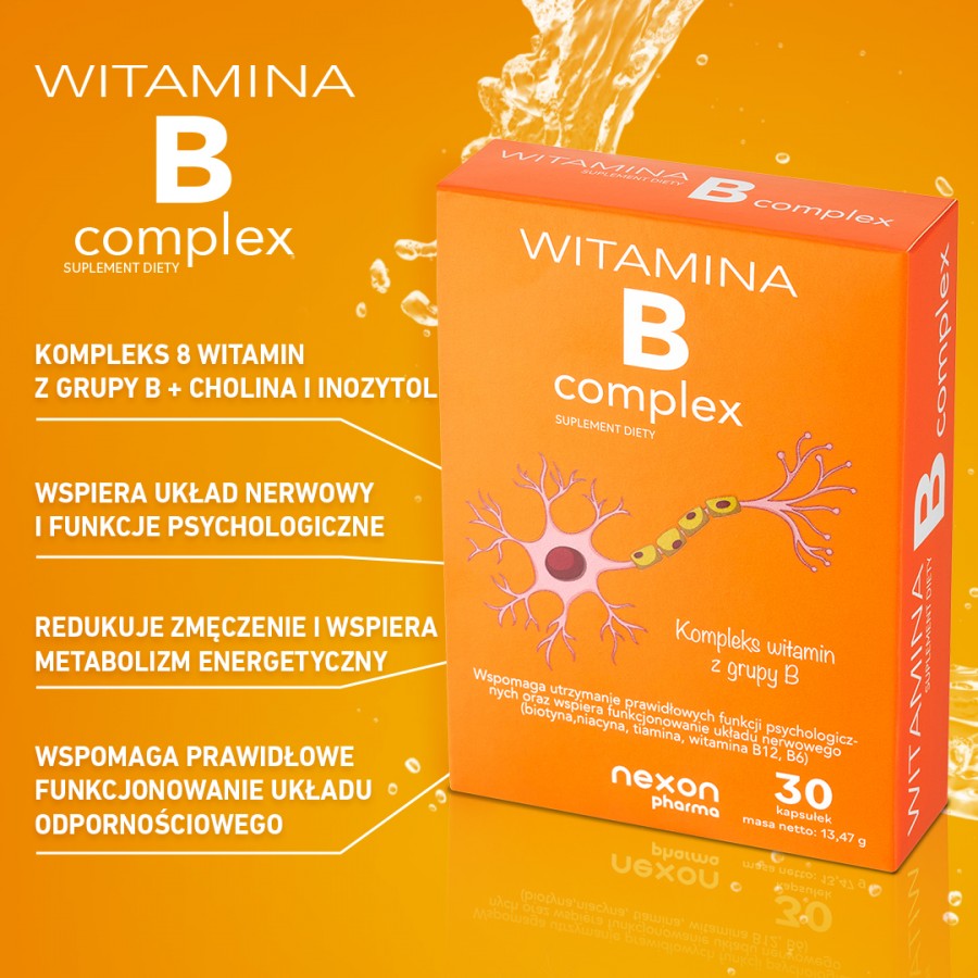 Miniaturka artykułu - #0 Witamina B Complex, 30 kaps. - suplement diety z witaminami z grupy B