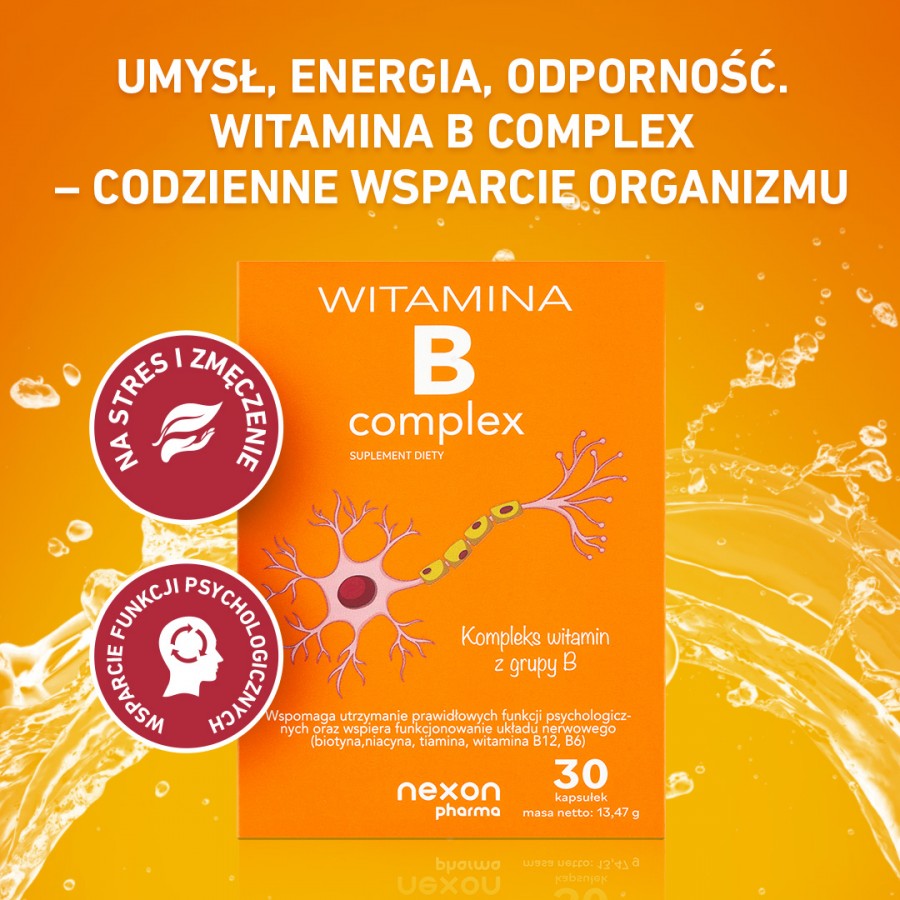 Miniaturka artykułu - #1 Witamina B Complex, 30 kaps. - suplement diety z witaminami z grupy B