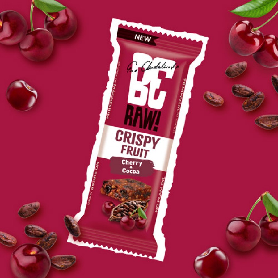 Zdjęcie produktu - 4 BeRAW! Crispy Fruit Wiśnia i Kakao Baton owocowy, 40g