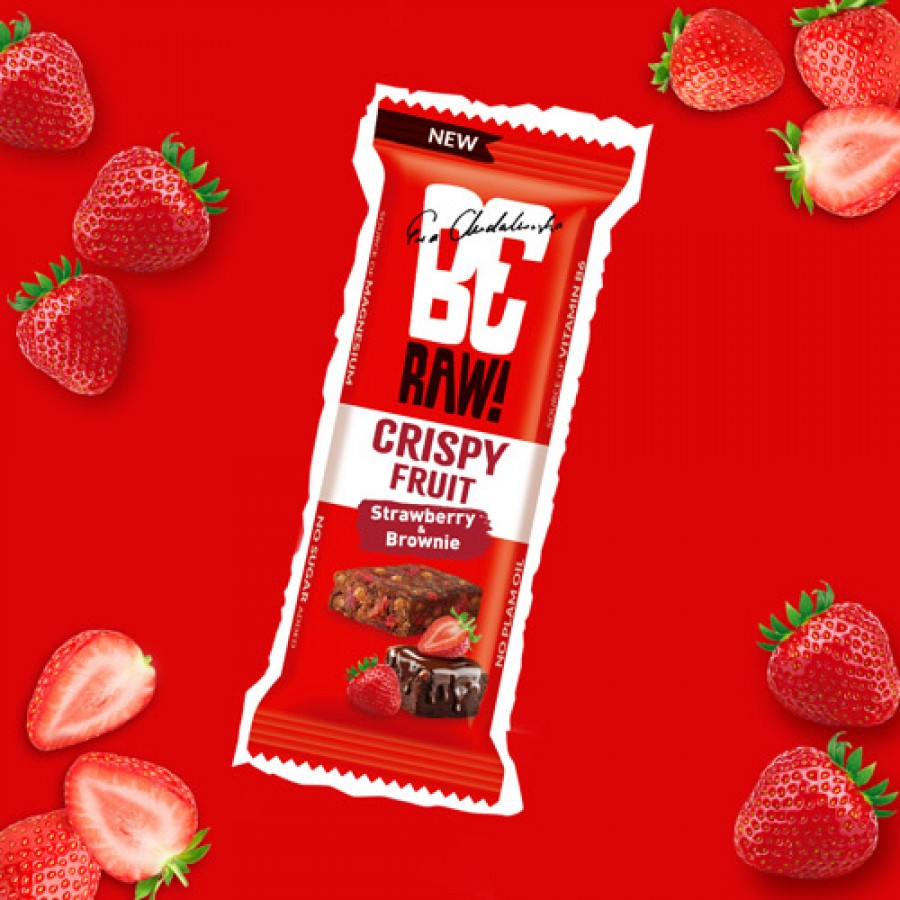 Zdjęcie produktu - 0 BeRAW! Crispy Fruit Truskawka i Brownie Baton owocowy, 40g