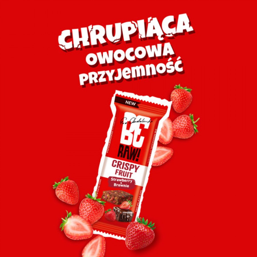 Zdjęcie produktu - 1 BeRAW! Crispy Fruit Truskawka i Brownie Baton owocowy, 40g