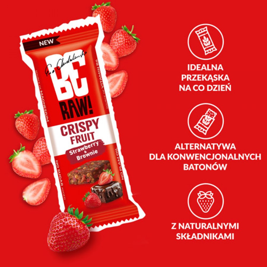 Zdjęcie produktu - 4 BeRAW! Crispy Fruit Truskawka i Brownie Baton owocowy, 40g