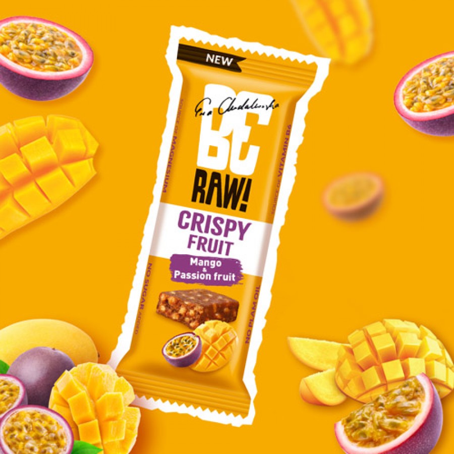 Zdjęcie produktu - 4 BeRAW! Crispy Fruit Mango i Marakuja Baton owocowy, 40g