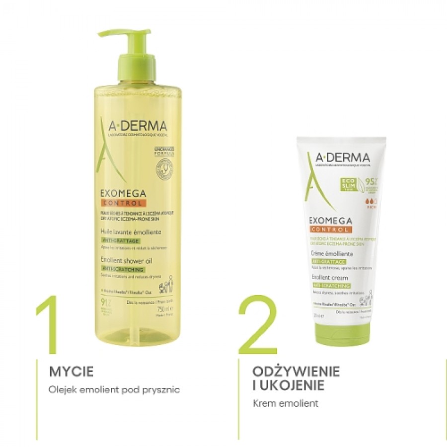 Zdjęcie produktu - 4 A-DERMA EXOMEGA Control Olejek emolient pod prysznic dla dzieci i dorosłych, 750ml