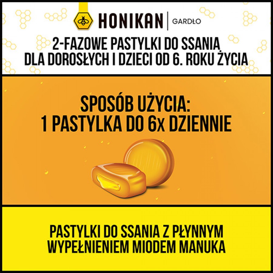 Zdjęcie produktu - 3 Honikan Gardło Pastylki do ssania smak cytrynowy, 16szt.