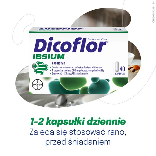 Zdjęcie produktu - 2 Dicoflor Ibsium, 40 kaps. - probiotyk do stosowania u os&oacute;b z dyskomfortem jelitowym