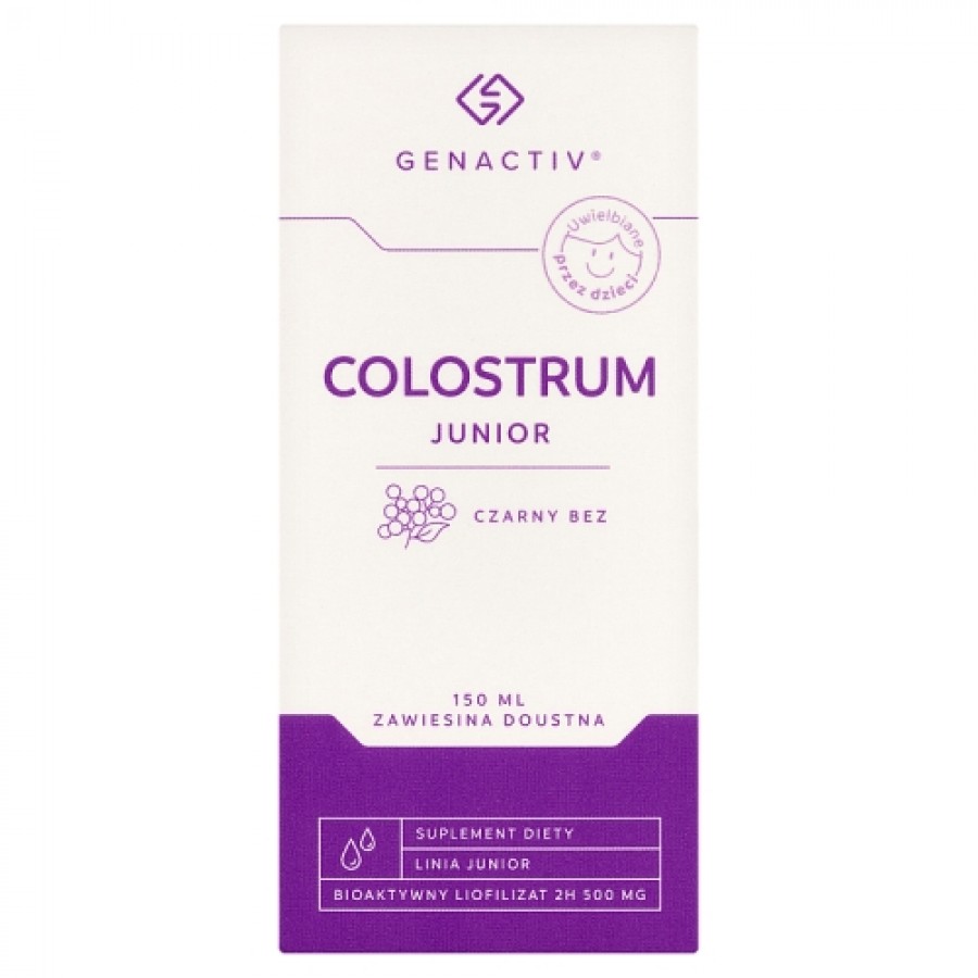 Miniaturka artykułu - #0 GENACTIV Colostrum Junior czarny bez zawiesina, 150 ml