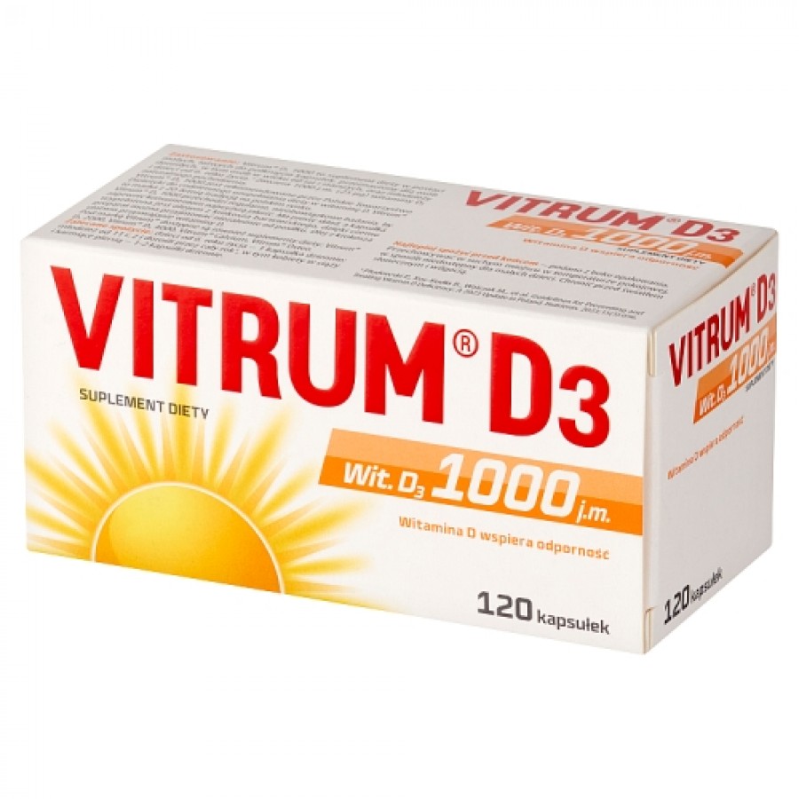 Miniaturka artykułu - #1 VITRUM D3 Witamina D3 1000 j.m., 120 kaps.
