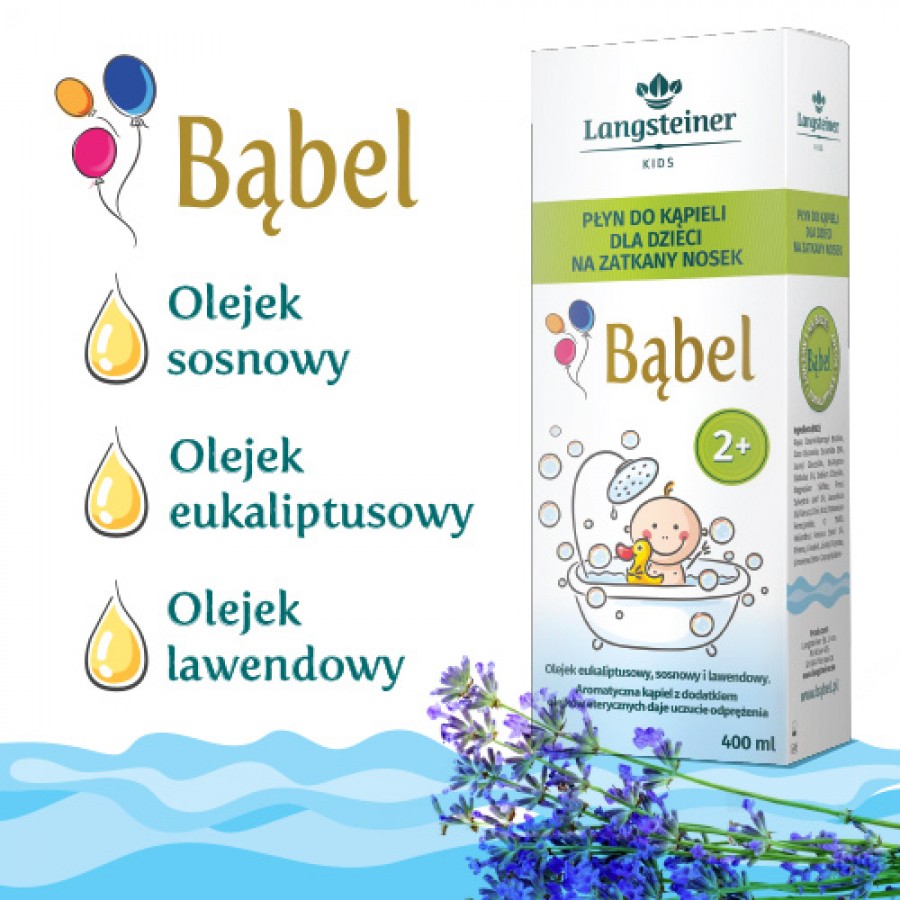 Miniaturka artykułu - #1 Langsteiner Kids Bąbel Płyn do kąpieli dla dzieci na zatkany nosek od 2 lat, 400 ml