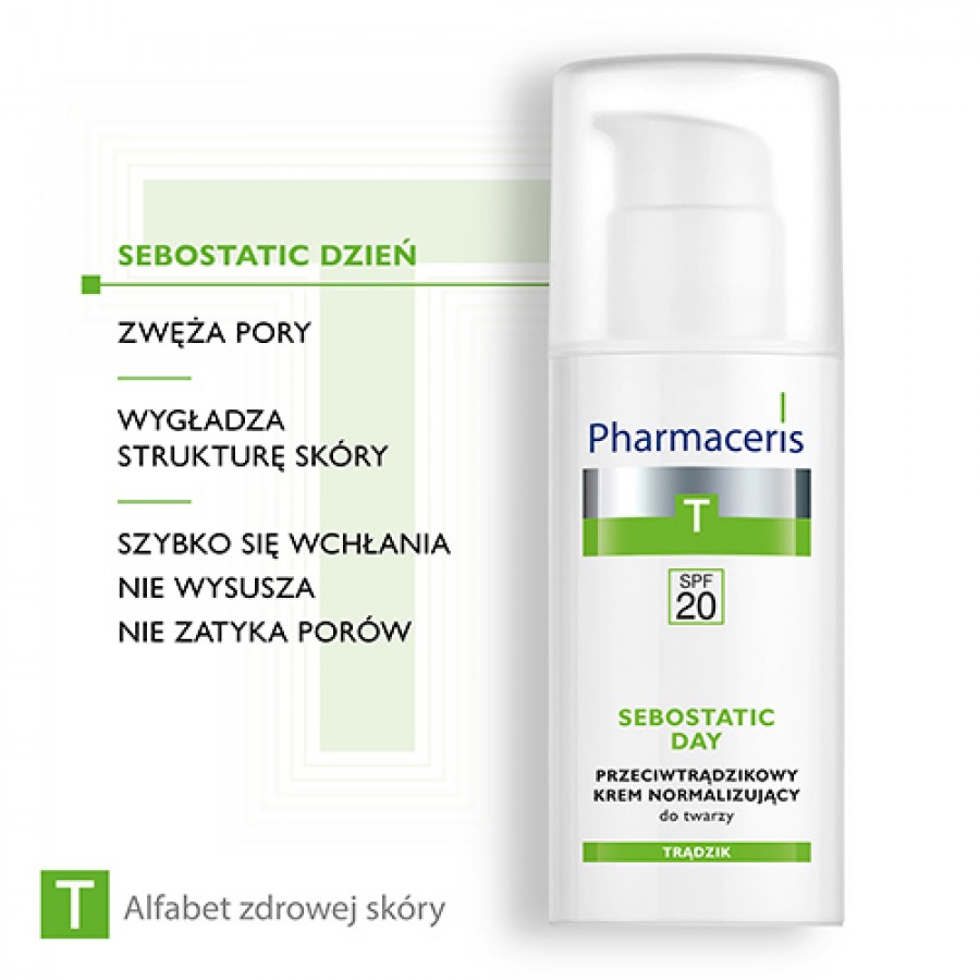 Zdjęcie produktu - 2 Pharmaceris T SEBOSTATIC Przeciwtrądzikowy krem normalizujący do twarzy SPF20 50 ml