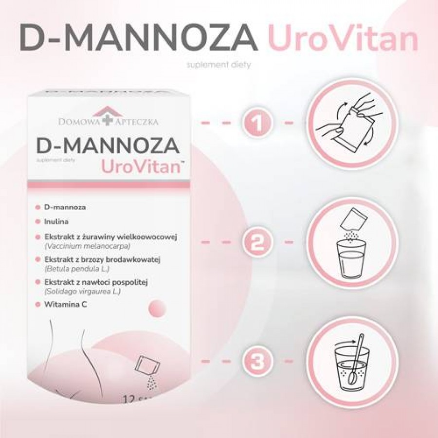 Zdjęcie produktu - 4 DOMOWA APTECZKA D-mannoza UroVitan, 12 sasz.