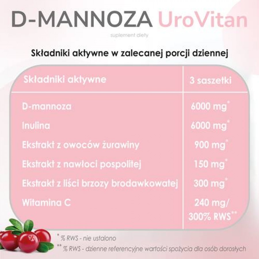 Zdjęcie produktu - 5 DOMOWA APTECZKA D-mannoza UroVitan, 12 sasz.