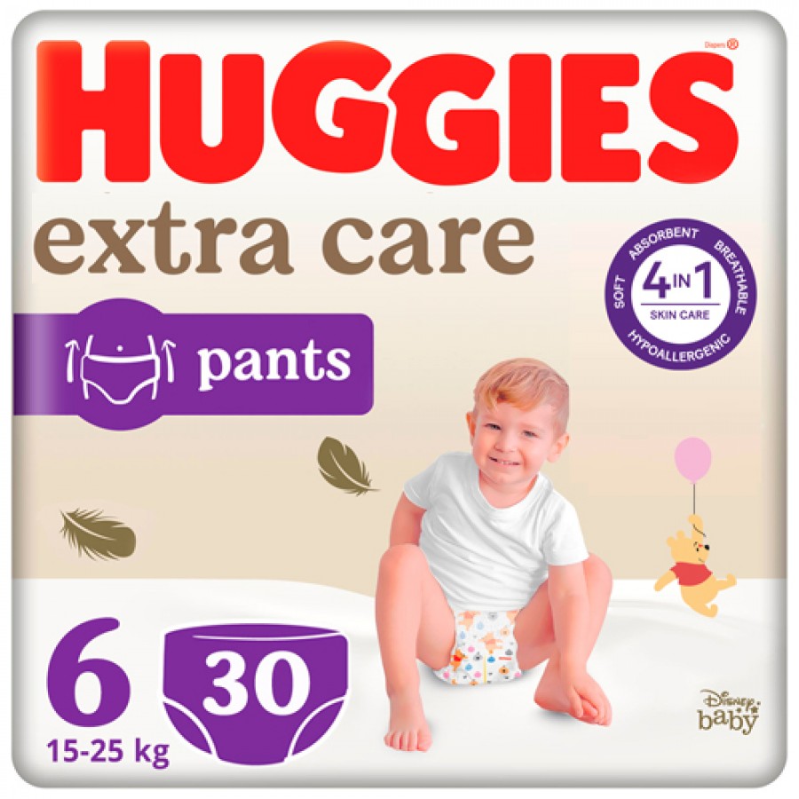 Miniaturka artykułu - #0 HUGGIES Pieluchomajtki Extra Care Pants rozmiar 6 (15-25kg), 30szt.