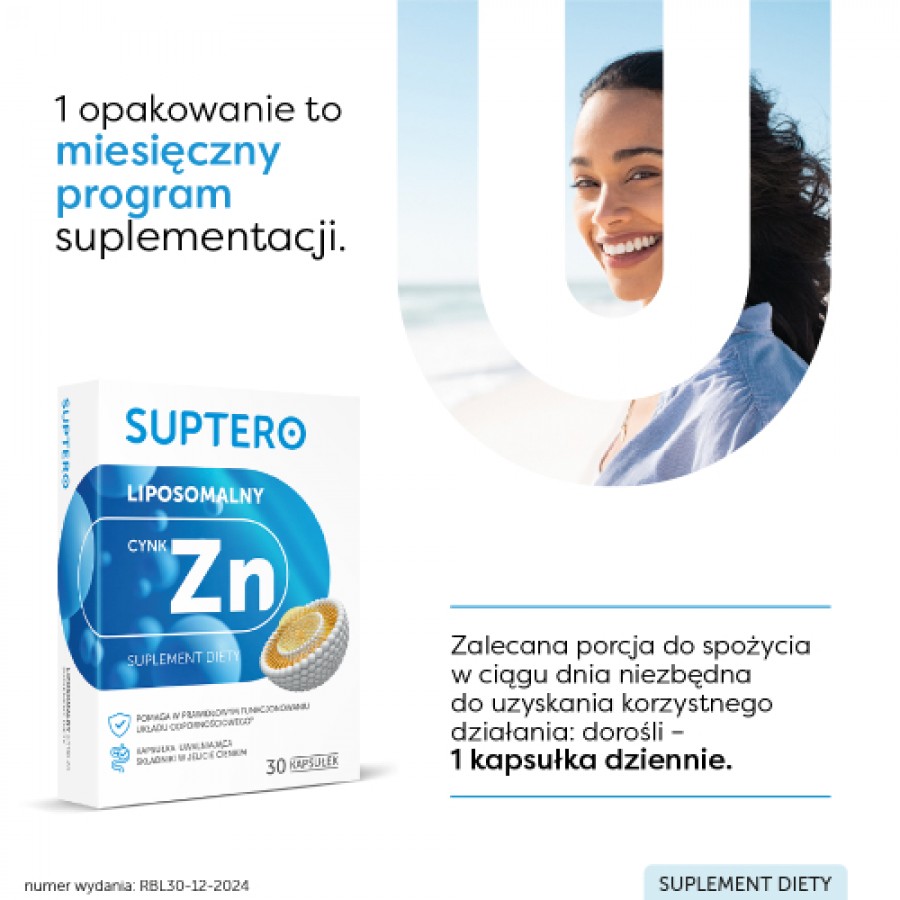Zdjęcie produktu - 3 SUPTERO Liposomalna Cynk, 30 kaps.