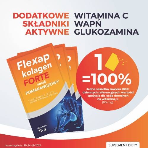 Miniaturka artykułu - #0 Flexap Kolagen forte - smak Pomarańczowy, 30 sasz.