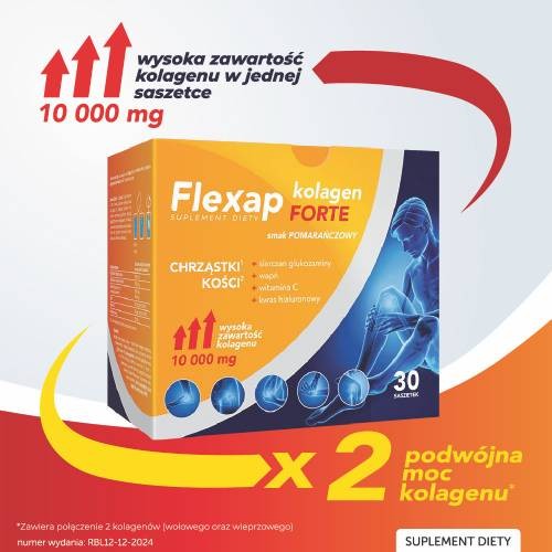 Miniaturka artykułu - #1 Flexap Kolagen forte - smak Pomarańczowy, 30 sasz.