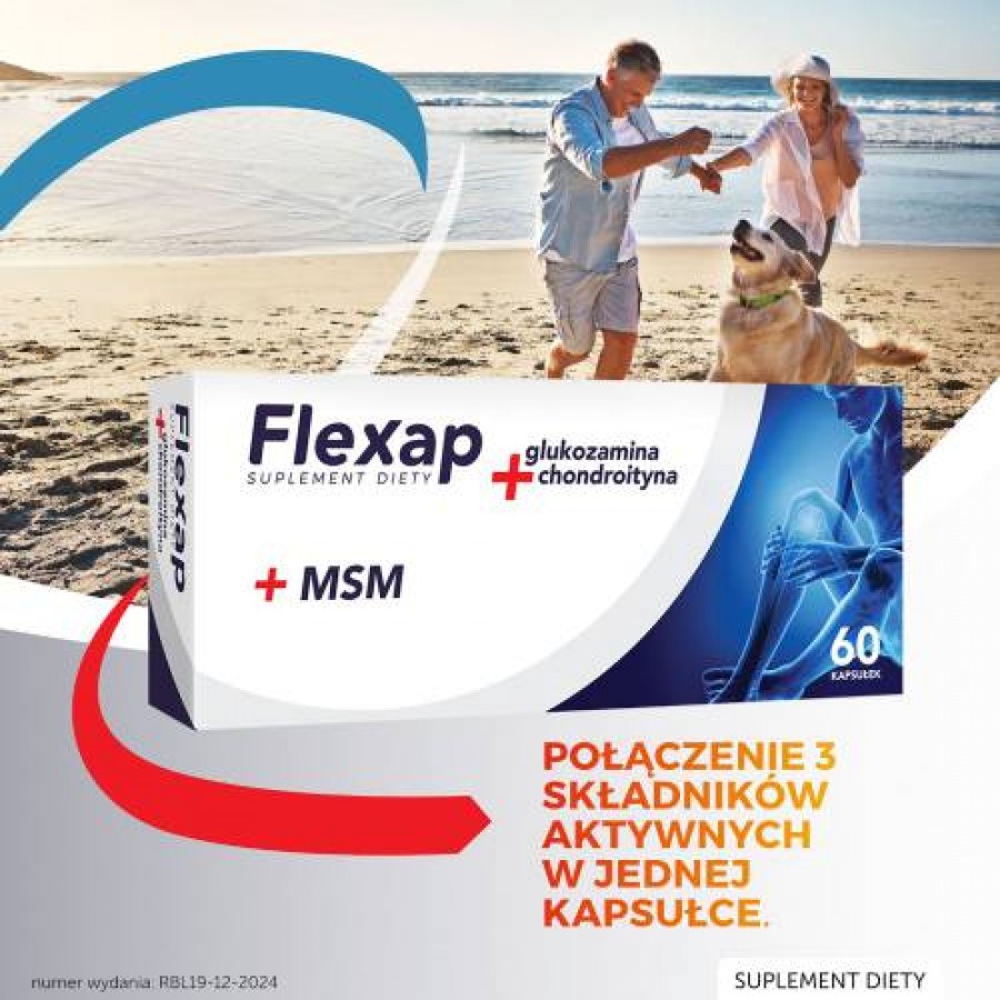 Miniaturka artykułu - #0 Flexap Glukozamina + Chondroityna + MSM, 60 kaps.