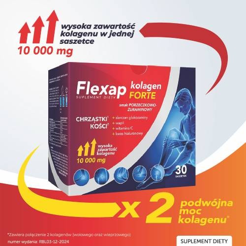 Miniaturka artykułu - #1 Flexap Kolagen forte - smak Porzeczka - Żurawina, 30 sasz.