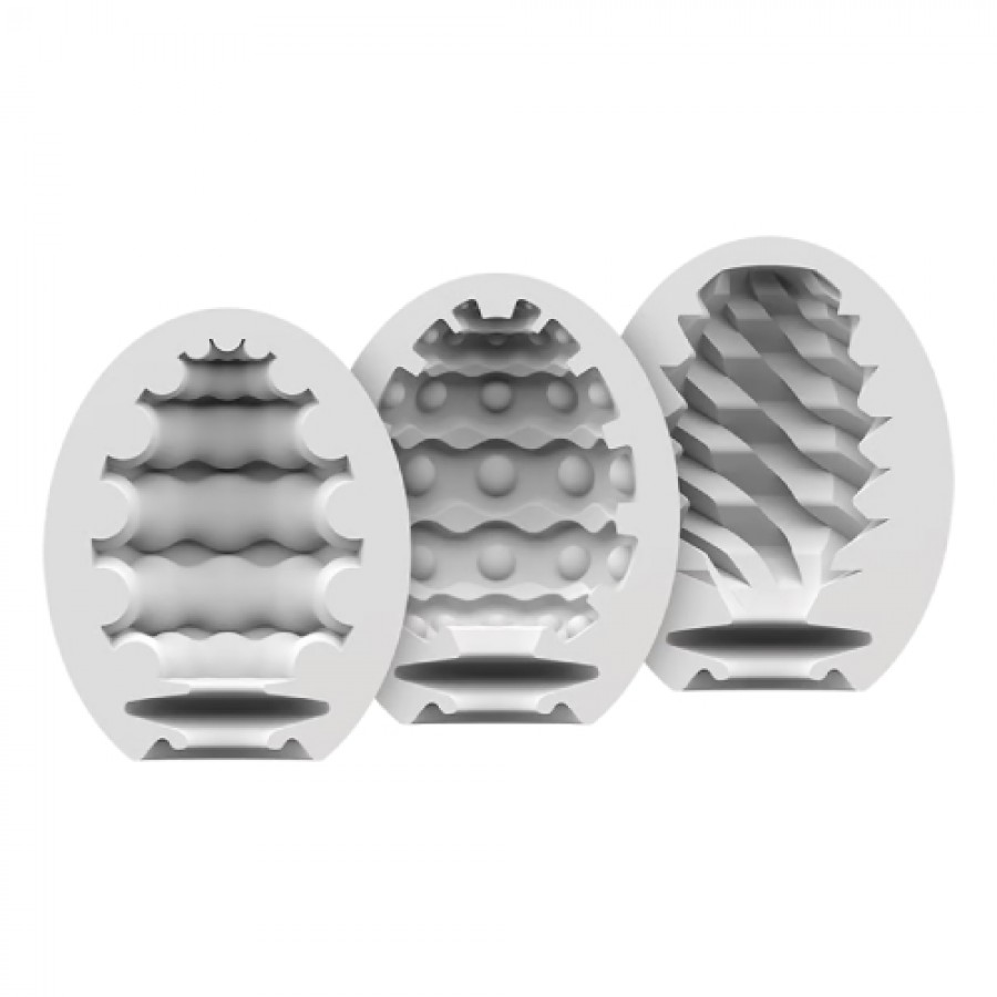Miniaturka artykułu - #0 Satisfyer Masturbator Eggs Riffle, Bubble, Fierce Zestaw jajek masturbacyjnych, 3 szt.