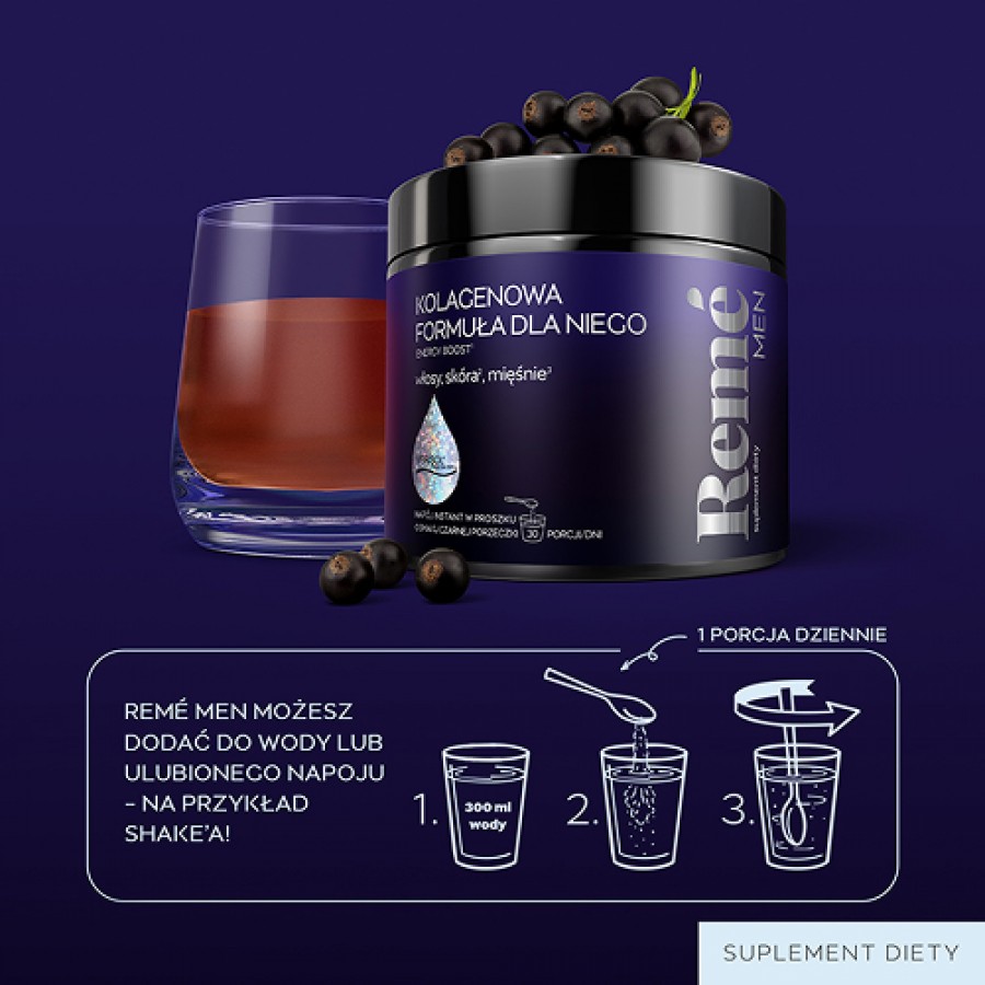 Zdjęcie produktu - 2 REME Men Kolagenowa Formuła Dla Niego Czarna porzeczka, 150 g