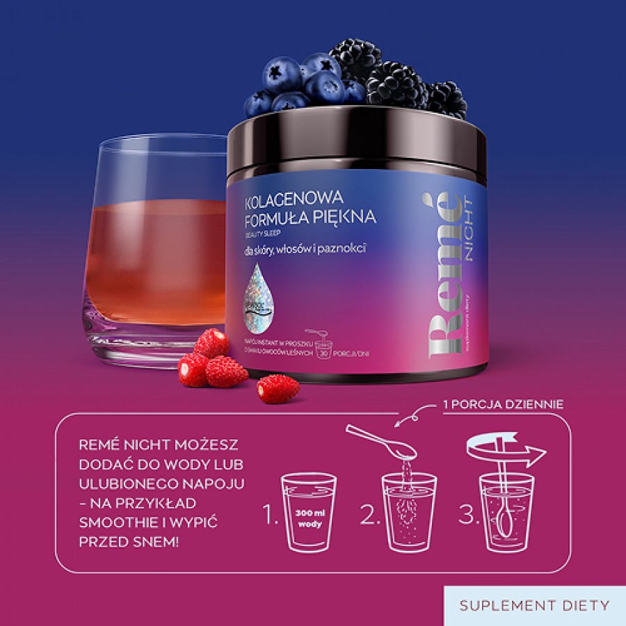 Miniaturka artykułu - #1 REME Night Kolagenowa Formuła Piękna Owoce leśne, 150 g