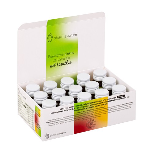 Miniaturka artykułu - #0 Pharmaverum Beautyllagen Shot Kolagen jabłko-limonka płyn, 15x30ml