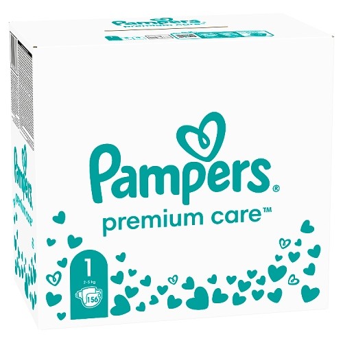 Miniaturka artykułu - #0 Pampers Premium Care 1 Pieluszki dla dzieci 2-5 kg, 156 szt.