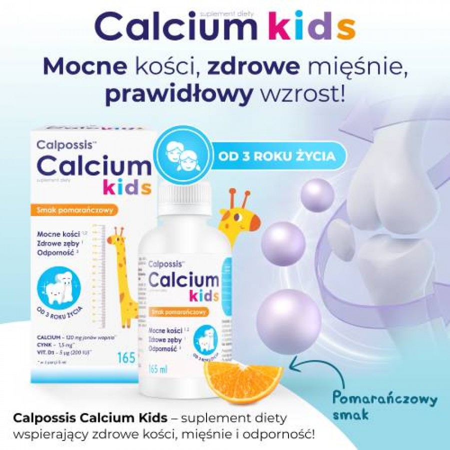 Miniaturka artykułu - #0 DOMOWA APTECZKA Calpossis Calcium Kids płyn, 165 ml