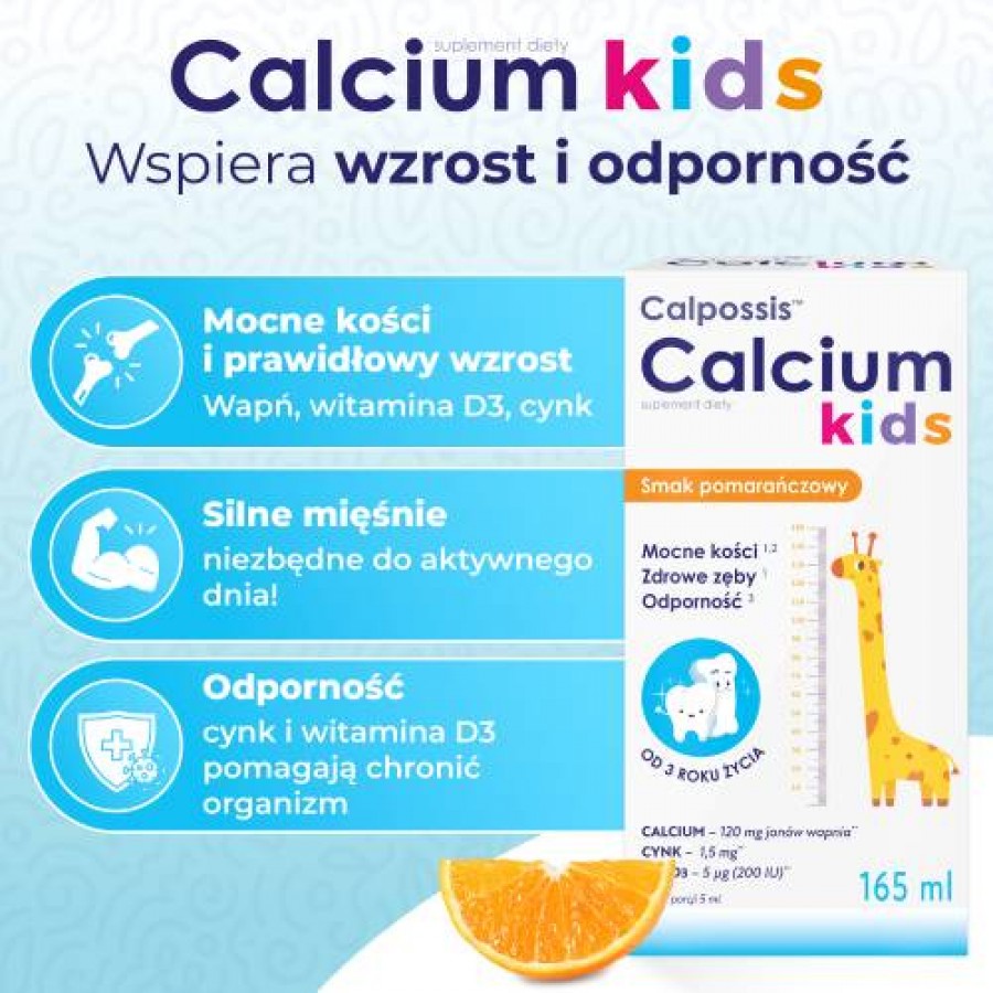 Miniaturka artykułu - #1 DOMOWA APTECZKA Calpossis Calcium Kids płyn, 165 ml